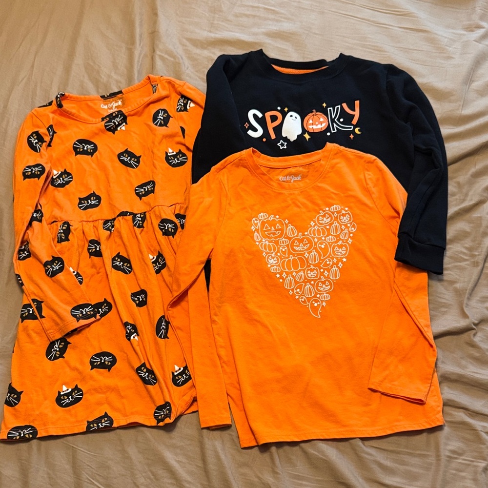 Cat & Jack Orange and Black Halloween Kids Bundle - Size S (6/6x)